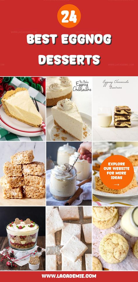 Eggnog desserts add festive charm to your holiday table with creamy, spiced flavors. Try these delicious ideas to make your celebrations extra special this season. Eggnog Desserts, Eggnog Dessert, Cheesecake Brownies, Holiday Table, Holiday Tables, Christmas Recipes, Christmas Food, Brownies, Cheesecake