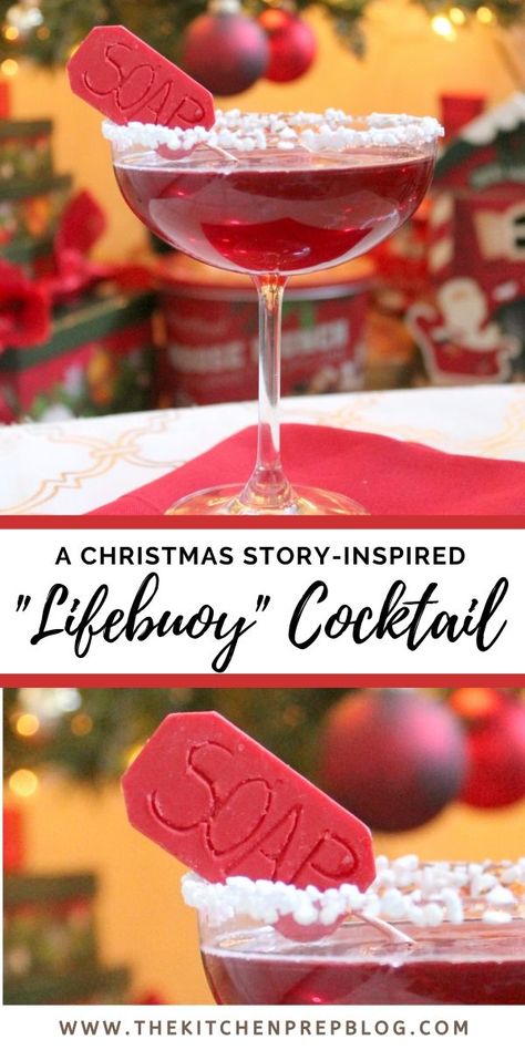 “Oh Fudge!” Inspired by the Christmas favorite, A Christmas Story, The Lifebuoy Cocktail is anything but a punishment for your taste buds! Flavors of muddled raspberries and vanilla bean simple syrup make this bourbon cocktail a great holiday beverage. No profanity required! Vanilla Bean Simple Syrup, Christmas Themed Drinks, Christmas Drinks Alcohol Recipes, Christmas Story Movie, Christmas Drinks Alcohol, Bourbon Cocktail, Oh Fudge, Make Simple Syrup, Themed Drinks