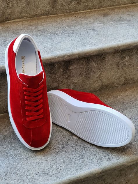 Leather Sneakers Outfit, Mens Red Shoes, Formals For Men, Red Sneakers Men, Young Mens Fashion, Futuristic Shoes, Nike Shoes (men), Code Red, Men's Athletic Shoes