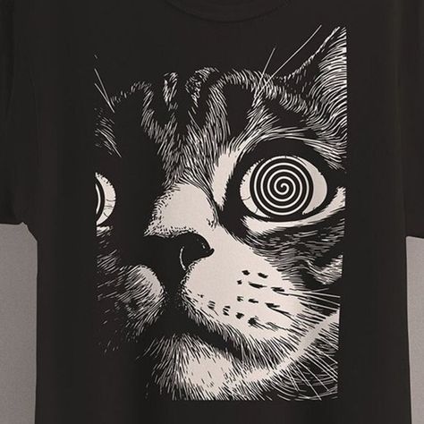 Psychedelic Cat T-Shirt, Trippy Shirt, Gothic Alt Clothing