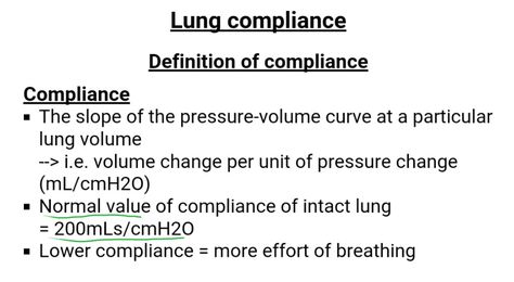 Lung compliance... Lung Compliance, Normal Values, The Unit