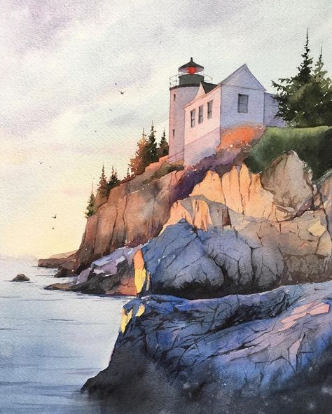 Maine Artwork, Maine Painting, Bass Harbor Lighthouse, Hawaii Art Print, Acadia Maine, Downeast Maine, Hawaii Wall Art, Maine Lighthouses, Hawaii Art