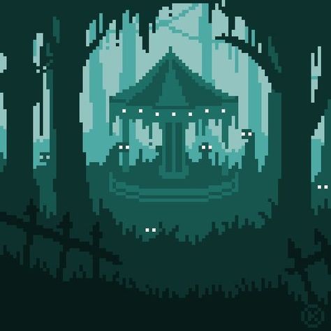 Pixel Kawaii, Spooky Autumn, Pixel Art Landscape, Piskel Art, 8 Bit Art, Pixel Art Background, Limited Palette, Autumn October, Pixel Art Tutorial