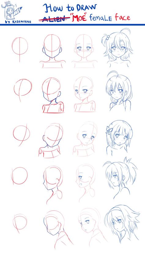 How To Draw Head And Body Anime, Anime Face How To Draw, Anime Portrait Tutorial, Anime Drawing Exercises, Anime Faces Drawing Tutorial, Anime Head Guide, Anime Face Guide, Anime Face Practice, Anime Head Drawing Tutorial Step By Step