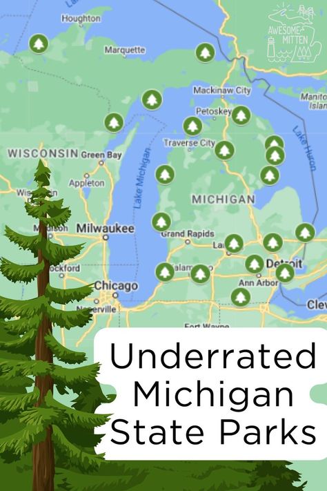 Looking for hidden gems in Michigan? These state parks aren't as well-known but they're definitely worth visiting! Michigan Camping, Michigan State Parks, Michigan Adventures, Michigan Road Trip, Mackinaw City, Michigan Vacations, Us Road Trip, Michigan Travel, Summer Road Trip