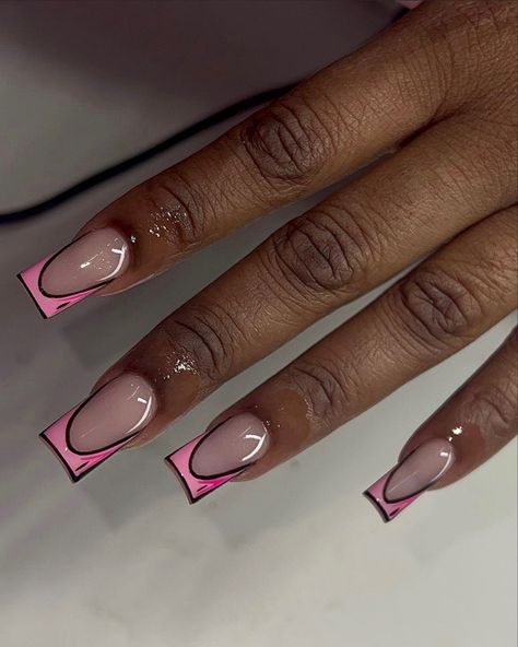 @Mjsnailgarden__ on insta 🫶🏽 French Tip Acrylic Nails Ideas Long, Fun French Tip Nails Square, Pop Art French Tip Nails, Trendy Nail Ideas Acrylic, Trendy Acrylic Nails Coffin Short, French Tip Nails With Design Short, Trendy Short Acrylic Nails, Classy Acrylic Nails Short, Short Nail Designs French Tips