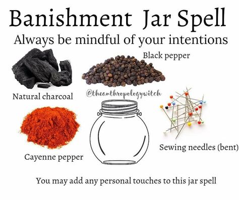 Banishing Spells, Wicca Recipes, Banishing Spell, Spells For Beginners, Jar Spells, Witch Bottles, Wiccan Magic, Magic Spell Book, Grimoire Book