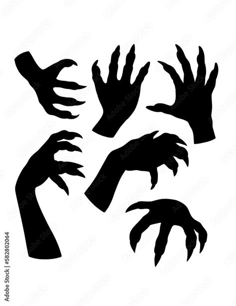 Monster Hand Drawing, Monster Claws Drawing Reference, Severed Hand Drawing, Monster Hands Drawing, Monster Hands, Hand Silhouette, Monster Drawing, Band Logo, Black Silhouette