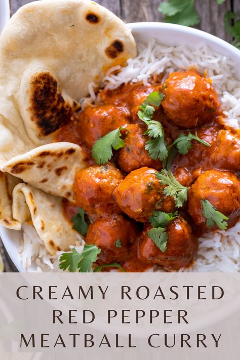 Dairy Free Curry, Wandering Chickpea, Red Pepper Curry, Meatball Curry, Winter Side Dishes, Curry Meatballs, Cooking Basmati Rice, Steamed Green Beans, Healthy Weeknight Dinners