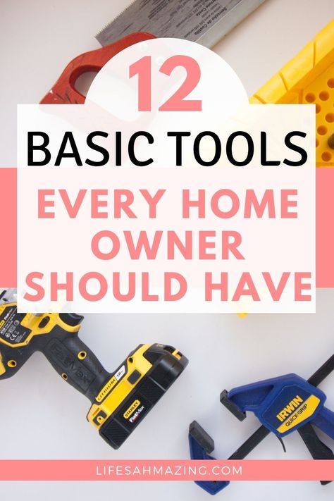 If you're wondering which basic tools you should have in your toolkit at home, check out my recommendations for must-have tools for homeowners. They also make great gifts for new homeowners and DIYers! Maintenance Free Landscaping, Home Maintenance Tips, Basic Tool Kit, Home Maintenance Checklist, Maintenance Checklist, Checklist Printable, Tools For Women, Laser Levels, New Homeowner Gift