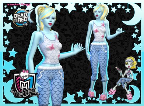 MH - Dead Tired Lagoona Blue | Mooneonnature on Patreon Sims Cc Monster High, Sims 4 Cc Monster High Furniture, Pajamas Sims 4 Cc, Monster High Sims 4, Sims 4 Monster High Cc, Sims Halloween Costume, Monster High Dead Tired, Sims Custom Content, Blue Pajamas