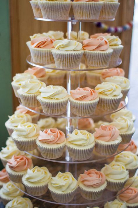 One Tier Cake, Engagement Party Cake, Cupcake Tier, Tier Cakes, Cupcake Stand Wedding, Spring Cupcakes, Cupcake Tiers Stand, Peach Baby Shower, Cupcake Stands