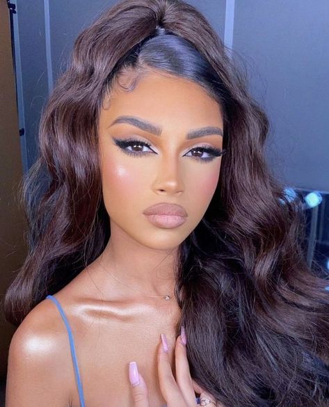 Formal Glam Makeup, Birthday Eye Makeup, Olive Skin Tone, Hair Inspiration Long, Pretty Makeup Looks, Makeup For Black Skin, Brown Skin Makeup, Blowout Hair, Olive Skin