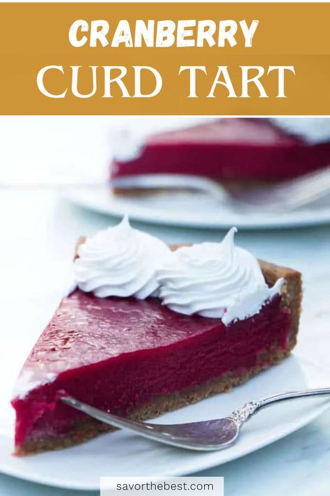 This cranberry curd tart is made with a pecan brown sugar crust, and served with a light, Swiss meringue. It’s rich and delicious, with the perfect amount of sweet and tang from the cranberry. Cranberry Tart Recipe, Cranberry Curd Tart, Cranberry Curd, Curd Tart, Christmas Cutout Cookies, Cranberry Tart, Pecan Crust, Best Christmas Desserts, Cutout Cookies