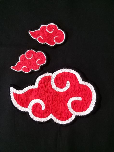 Akatsuki Embroidery, Embroidery Ideas For Men, Cloud Embroidery, Akatsuki Cloud, Diy Patch, Diy Patches, Embroidery Ideas, الرسومات اللطيفة, For Men