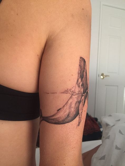 Hump Back Whale Tattoo, Sea Animal Tattoos Sleeve, Whale Tattoo Arm, Wildlife Tattoo Women, Ocean Back Tattoo, Fishes Tattoo, Whale Tattoo Design, Whale Tail Tattoo, Tattoo Whale