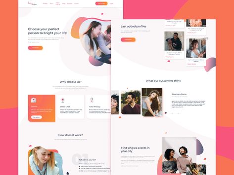 Hello everyone! This is a fresh and vibrant redesign of a dating site. I tried to make it more modern and understandable. Dating Website Design, Nikah Contract, Free Local Dating, Dating Apps Free, Bumble Dating, Free Dating Websites, Dating Relationship Advice, Ui Design Website, Interracial Dating