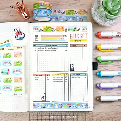 Kalon「stationery & bujo」 (@nohnoh.studies) • Instagram photos and videos Habit Tracker Bullet Journal Ideas, Bullet Journal Topics, Budget Journal, Bullet Journal Budget, Bullet Journal Habit Tracker, Finance Bullet Journal, Bujo Spreads, Journal Ideas Templates, Journal Tracker