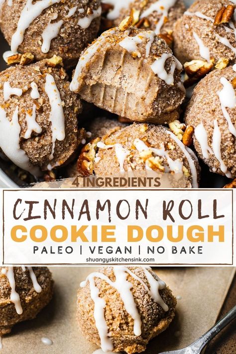 Cinnamon Roll Protein Balls, Mevy Diet, Paleo Balls, Paleo Protein Balls, Edible Cookie Dough Bites, Healthy Paleo Desserts, Vegan Pastry, Oatmeal Flavors, Healthy No Bake