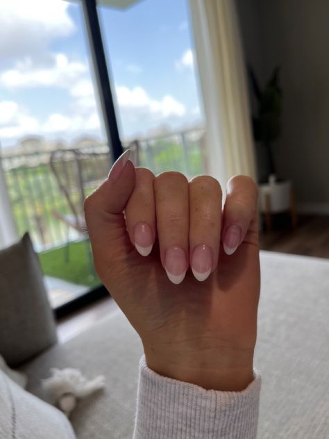 Dip Powder Nails With Tips Almond, White Tip Dip Nails, French Nail Dip Powder, Dip Powder French Tip Nails, French Tip With Dip Powder, French Nails Dipping Powder, Dip Tip Nails, Dip With Tips Nail Ideas, French Nails Dip