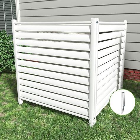 Amazon.com: Beimo 48 "H x 42 "W Air Conditioner Fence Privacy Screen ，Trash Can Screen Enclosure Hide Outside White Vinyl Fence Panels Pool Equipment Enclosure with Metal Stakes for Outdoor, 2 Plastic Panels : Everything Else Hvac Cover, Air Conditioner Fence, Outdoor Privacy Panels, Pool Equipment Enclosure, Fence Privacy Screen, Outdoor Air Conditioner, White Vinyl Fence, Vinyl Fence Panels, Garage Storage Inspiration