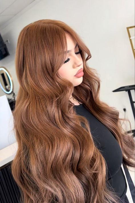 Hair Color Ideas For White Skin Tone, Light Brown Orange Hair, Cinnamon Roll Hair Color, Color De Cabello Para Blancas, Best Hair Colour For Green Eyes, Hair Color For White Skin Tone, Light Brown Hair On Tan Skin, Maple Brown Hair Color, Honey Color Hair