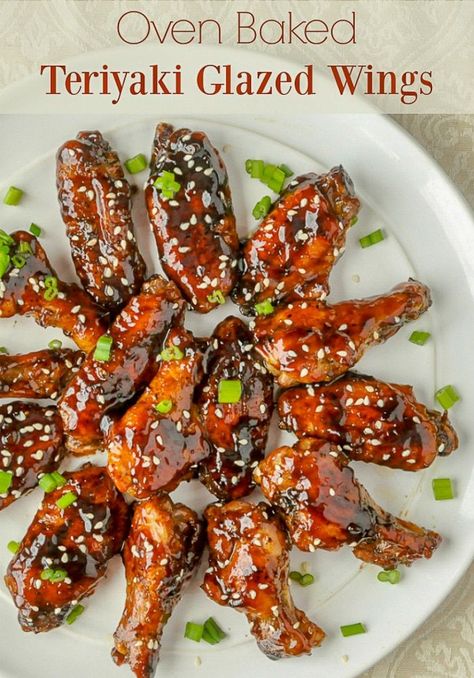 Glazed Teriyaki Chicken Wings. These sticky glazed wings are packed with flavour but are completely oven baked and never fried. Perfect game day party food or served with rice for dinner. #quickandeasymeals #mealprep #mealplanning #partyfood Glazed Wings, Rice For Dinner, Oven Chicken Wings, Teriyaki Wings, Teriyaki Chicken Wings, Glazed Chicken Wings, Baked Teriyaki Chicken, Wings In The Oven, Teriyaki Glaze