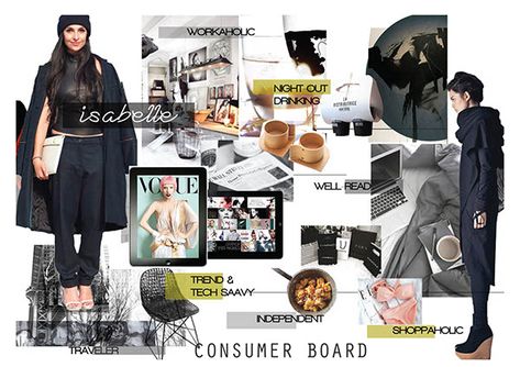 Consumer Profile - Moodboard on SCAD Portfolios Target Audience Moodboard, Fashion Marketing Portfolio, Consumer Board, Consumer Profile, Fashion Education, Marketing Portfolio, Client Profile, Fashion Portfolio Layout, Management Styles