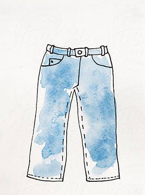 kkgas - Contributor Profile - Stocksy Denim Watercolor, Watercolor Clothes, Jeans Tattoo, Jeans Drawing, Notebook Ideas, Jean Pockets, Tattoo Inspo, Tattoo Sketches, Denim Pants