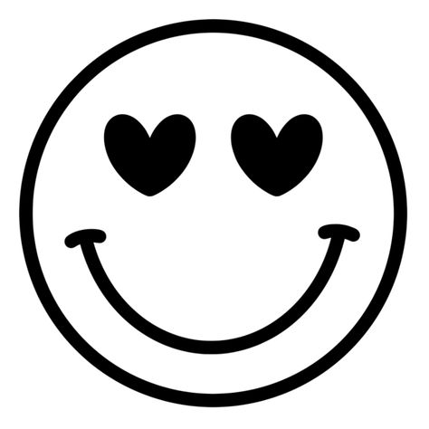 Smiley Face Svg, Heart Eye, Black And White Love, White Love, Face Design, Heart Eyes, Happy Face, Smile Face, Smiley Face