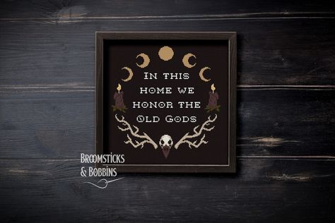 The Old Gods Digital Cross Stitch Pattern by - Etsy Acotar Cross Stitch Pattern, Witchy Cross Stitch Patterns, Alter Room, Goth Cross Stitch, Cool Cross Stitch, Retro Cross Stitch, Pagan Cross Stitch, Gothic Cross Stitch, The Old Gods