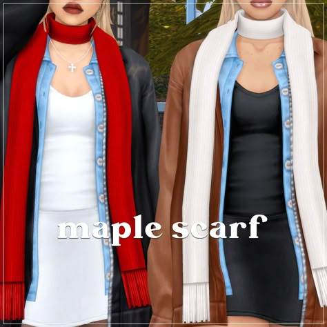 Arethabee's Maple Scarf - Ultimate Sims Guides Sims 4 Cc Scarves, Sims 4 Shawl Cc, Scarf Sims 4 Cc, Sims 4 Scarf Cc, Sims 4 Scarf, Sims 4 Cc Accessories, Best Sims 4 Cc, Sims 4 Cas Background, Perfect Fall Outfit