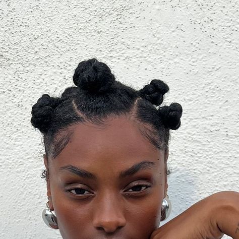 bantu knots, black women, silver jewelry, statement earrings, tattoo, arm tattoo Bantu Knots Hairstyle, Knots Hairstyle, Bantu Knot Hairstyles, Tell Me Something, Bantu Knots, Tattoo Arm, Afro Hair, Braid Hairstyles, Jewelry Statement