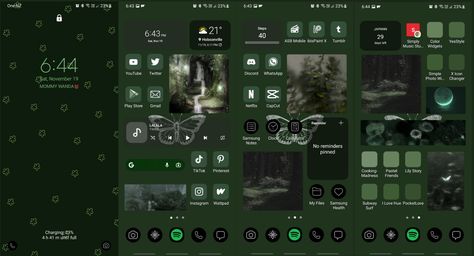 Dark green homescreen Dark Academia Homescreen, Green Dark Academia, Friends Instagram, Samsung Note, Dark Green, Iphone, Green