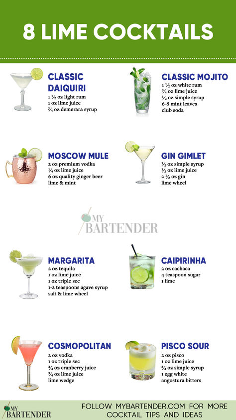 Lime Cocktails Lime Cocktails, Limoncello Drinks, Basic Cocktails, Limoncello Cocktails, Cozy Brunch, Limoncello Recipe, Cocktail Drinks Alcoholic, Cocktails To Try, Yummy Alcoholic Drinks