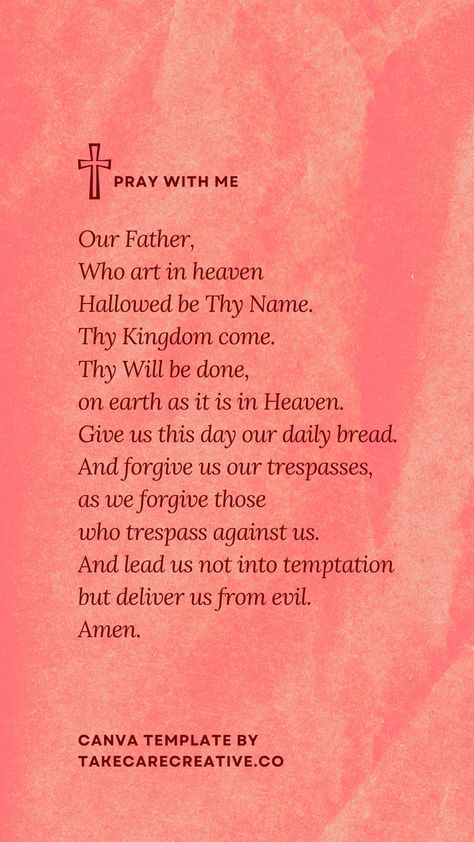 Red Orange Textured Classic Christian Lord's Prayer Instagram Story by Take Care Creative. Follow on Canva or get emails about new canva templates at takecarecreative.co / music, catholic, prayer, our father, catholic, lords prayer, lord, amen, / The Our Father Prayer, Emirates Flights, Our Father Prayer, Lords Prayer, Thy Will Be Done, Lord’s Prayer, Orange Texture, Create Your Story, Lord's Prayer