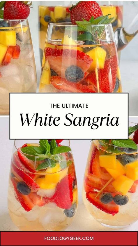 Quench your thirst and elevate your summer gatherings with the refreshing allure of White Wine Sangria! 🍹🍇 Embrace the perfect blend of crisp white wine, succulent fruits, and a touch of sweetness. Don't miss out – sip into sunshine today! ☀️ #WhiteWineSangria #SummerVibes #Cheers Bridal Shower Ideas Succulents, Winter Sangria Recipes White, Best White Sangria Recipe, Easy White Sangria Recipe, Wine Punch Recipes, White Wine Drink, Wine And Fruit, Citrus Sangria, Best Sangria Recipe