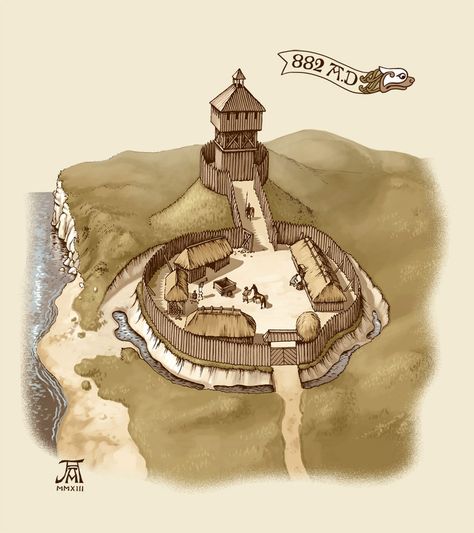 Outpost style fort by our time period. These are common in the marches. Medieval Drawing, Castle Study, Motte And Bailey Castle, Small Castle, Fantasy Environment, Fantasy Houses, Gaming Ideas, Hirst Arts, Small Castles