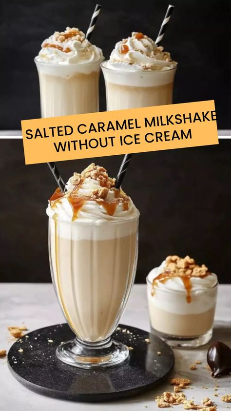 Salted Caramel Milkshake, Milkshake Without Ice Cream, Caramel Milkshake, Caramel Syrup, Vanilla Essence, Sweet And Salty, Salted Caramel, Gluten Free Vegetarian, Popsicles