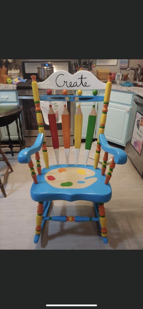 Teacher Chair, Teacher Chairs, Painted Rocking Chairs, Gifts 2022, Music Painting, Painted Chairs, Rocking Chairs, Painting For Kids, Rocking Chair