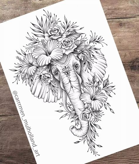 Elephant Tattoos Thigh Flowers, Mandala And Elephant Tattoo, Feminine Thigh Tattoos Elephant, Leg Tattoos Women Animals, Thigh Tattoos Elephant Women, Leg Tattoos Women Elephant, Tropical Elephant Tattoo, Over Coming Tattoos, Elephant Tattoos Mandala