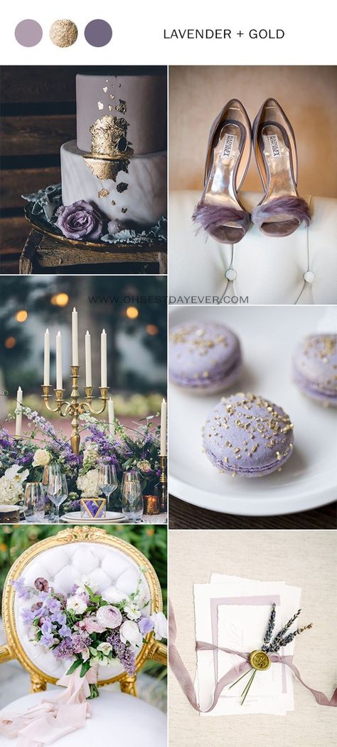 Lavender And Gold Wedding, Lavender Wedding Colors, Mauve Wedding Colors, Lavender Wedding Theme, Purple And Gold Wedding, Wedding Color Ideas, Gold Wedding Colors, Mauve Wedding, Purple Wedding Theme