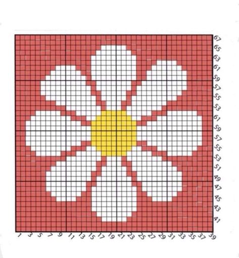 Tapestry Crochet Pixel Art, Crochet Tapestry Flower, Crochet Grid Patterns Charts, Tapestry Crochet Flower, Flower Grid Pattern, Crochet Grid Patterns, Crochet C2c Pattern, Diy Crochet Top, Pixel Grid