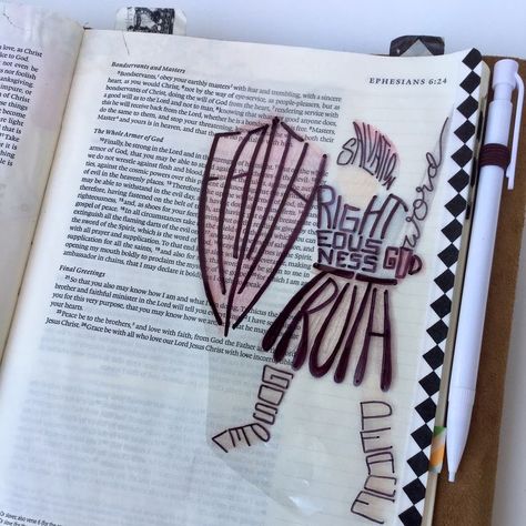 Whole Armour Of God, Armour Of God, Bible Drawing, God Bible, Bible Journaling Ideas Drawings, Bible Journal Notes, Bible Doodling, Ephesians 6, Inspire Bible Journaling