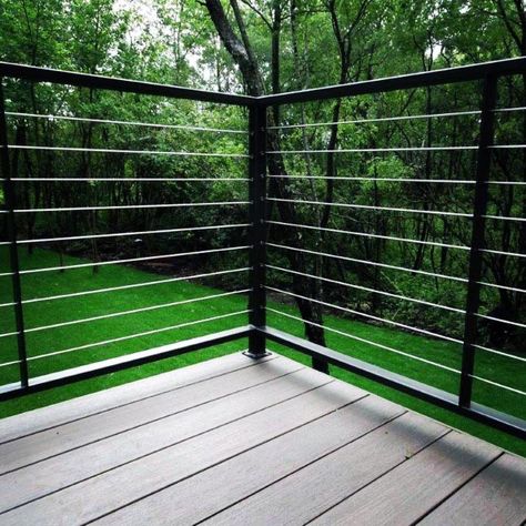 Top 70 Best Deck Railing Ideas - Outdoor Design Inspiration Reling Design, Wire Deck Railing, Rustic Deck, Wood Deck Railing, Metal Deck Railing, Deck Design Ideas, Deck Railing Ideas, Composite Deck Railing, Deck Railing Design