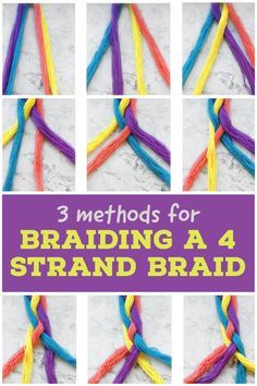 Braiding With Four Strands, How To Braid With Four Strands, Braid With Four Strands, How To Four Strand Braid Tutorials, Braid With 4 Strands Tutorial, How To Braid With 4 Strands, Braiding With 4 Strands, Braiding 4 Strands, 4 Strand Braid Tutorial Bracelets