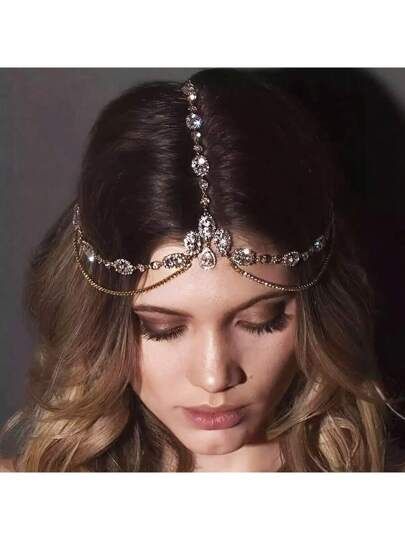 Chain Headdress, Hair Chain Wedding, Head Chain Jewelry, Forehead Headband, Bridal Hair Chain, Chain Headpiece, Elegant Headband, Wedding Bridal Hair, Hair Chain