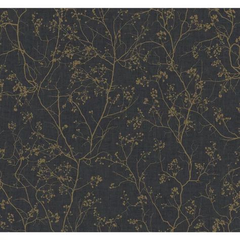 Kravet Design - W3905-84 | Kravet Branches Wallpaper, Modern Floral Wallpaper, Wallpaper In Black, Moody Wallpaper, Smooth Wallpaper, Modern Botanical, Drops Patterns, York Wallcoverings, Delicate Flowers