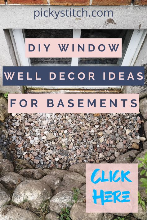 Window Well Decorating Ideas Diy, Decorating Egress Window Well, Basement Window Flower Bed, Decorating Basement Window Wells, Egress Window Ideas Basement Decor, Window Well Makeover, Window Recess Ideas, Window Egress Ideas, Well Window Ideas