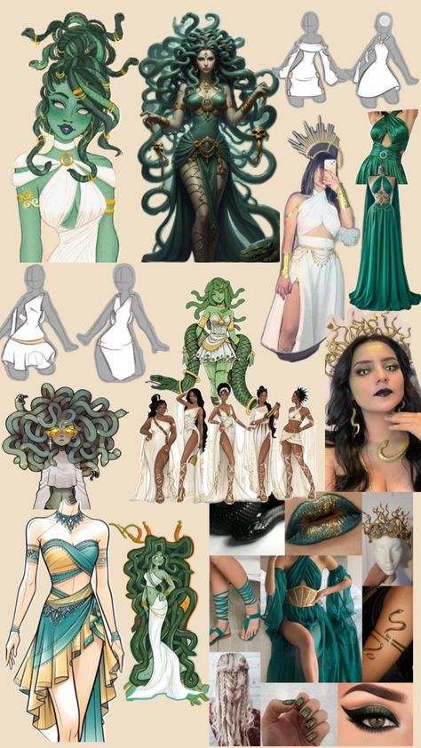 🐍💚 Diy Persephone Costume, Hades And Persephone Costume, Diy Medusa Costume, Persephone Costume, Medusa Halloween Costume, Eve Costume, Medusa Costume, Pretty Halloween Costumes, Pretty Halloween